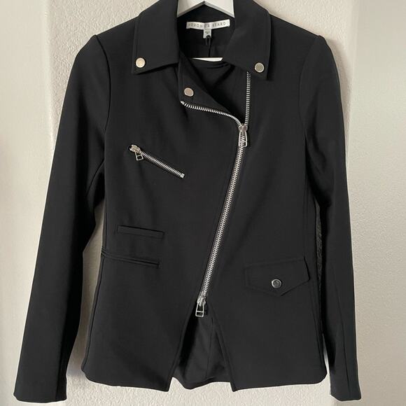 Veronica Beard Hadley Moto Scuba Blazer Dickie Jacket Black Size 2 - Picture 8 of 16